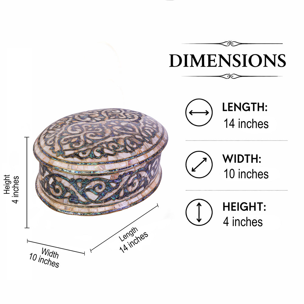 Egyptian jewelry box inlaid with mother of pearl and Brass