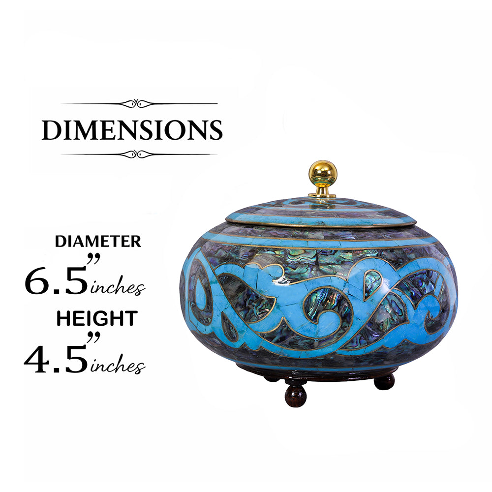 Egyptian jewelry box inlaid with jemstones turquoise,blue mother of pearl and brass made in egypt