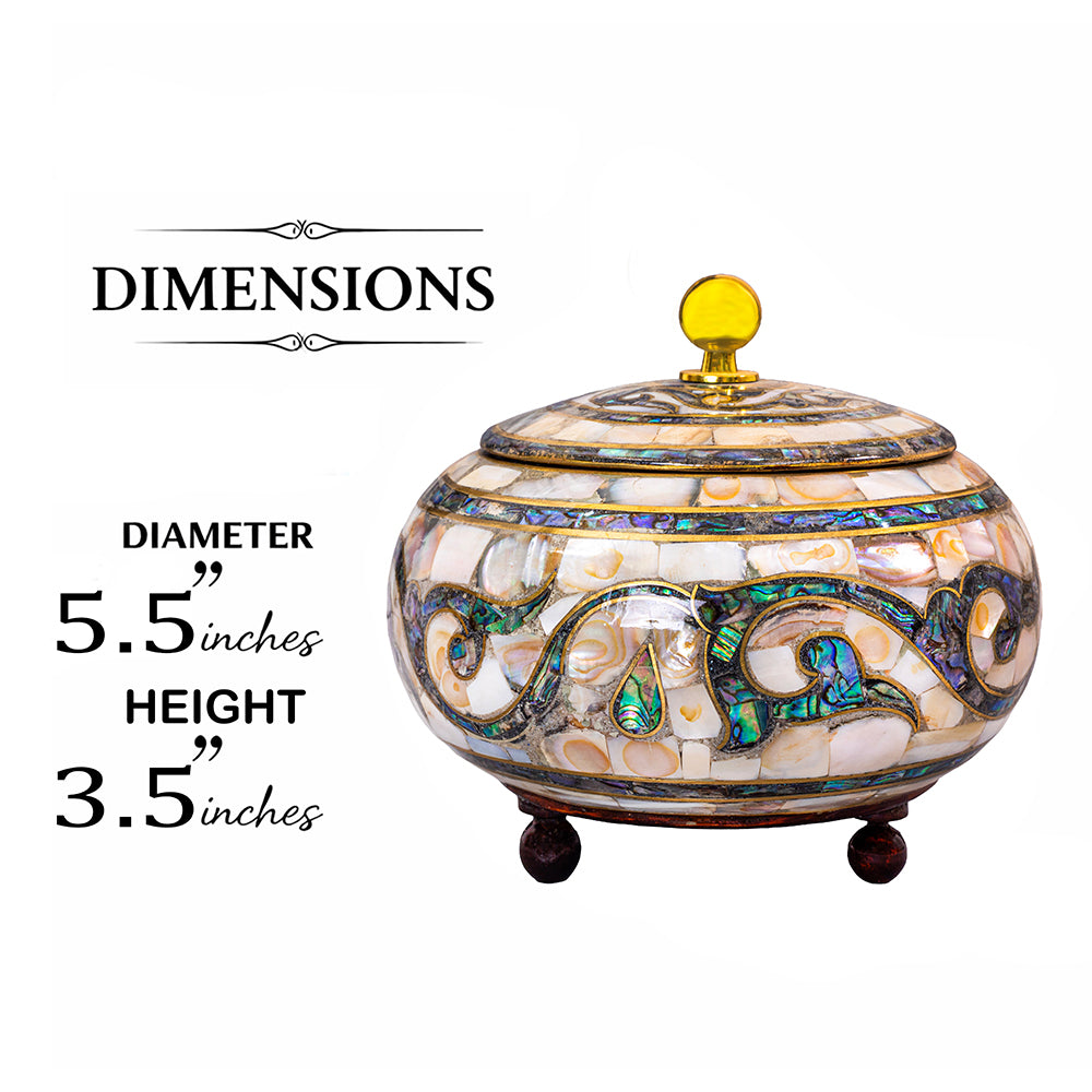 Egyptian jewelry box inlaid with mother of pearl and Brass
