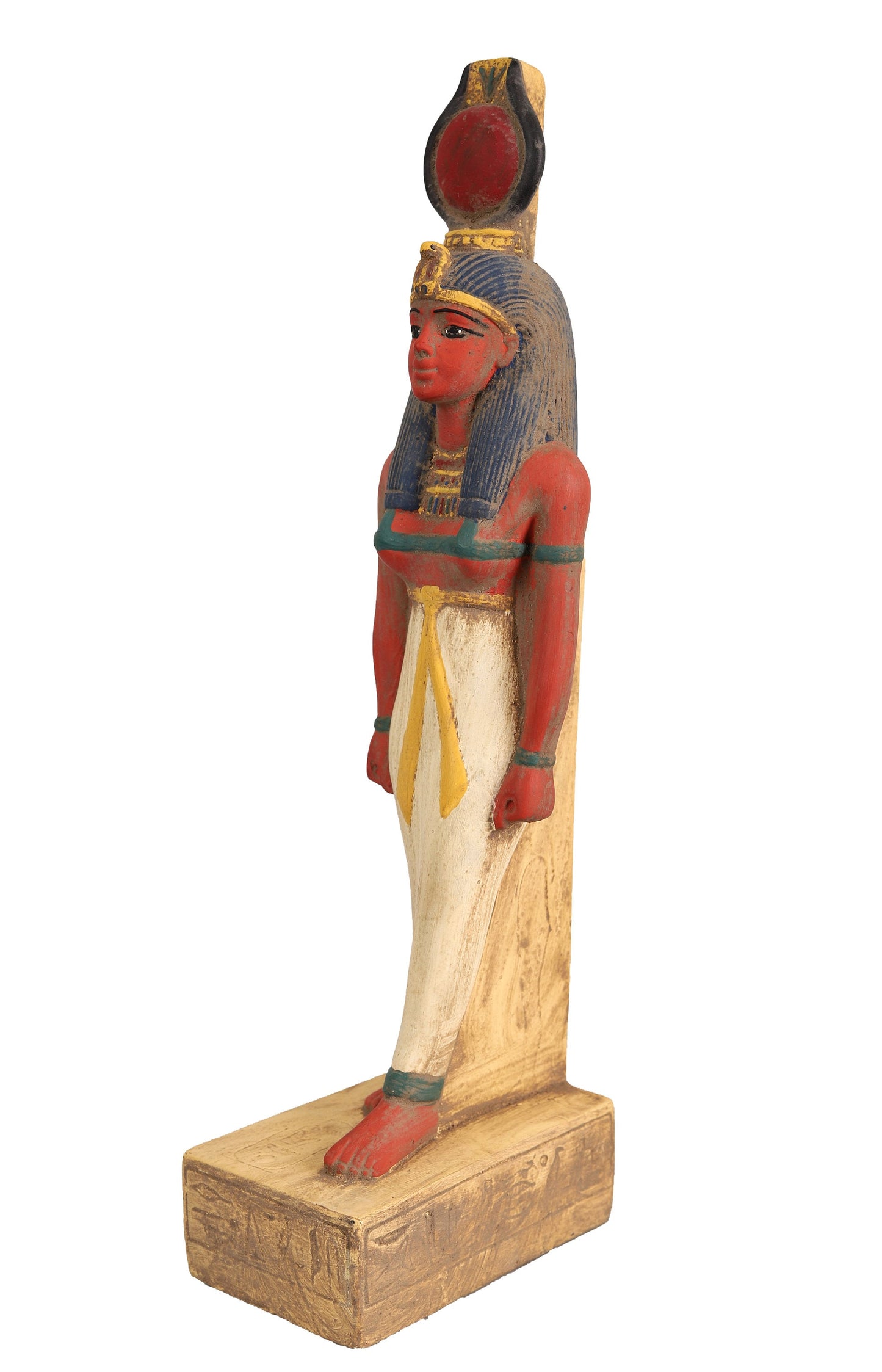 Egyptian Goddess Isis Statue made of heavy Stone with hand Painted natural colors