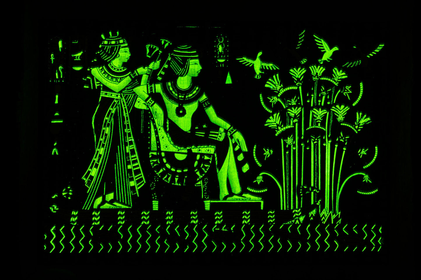 Egyptian pharaonic papyrus Certified glow at night