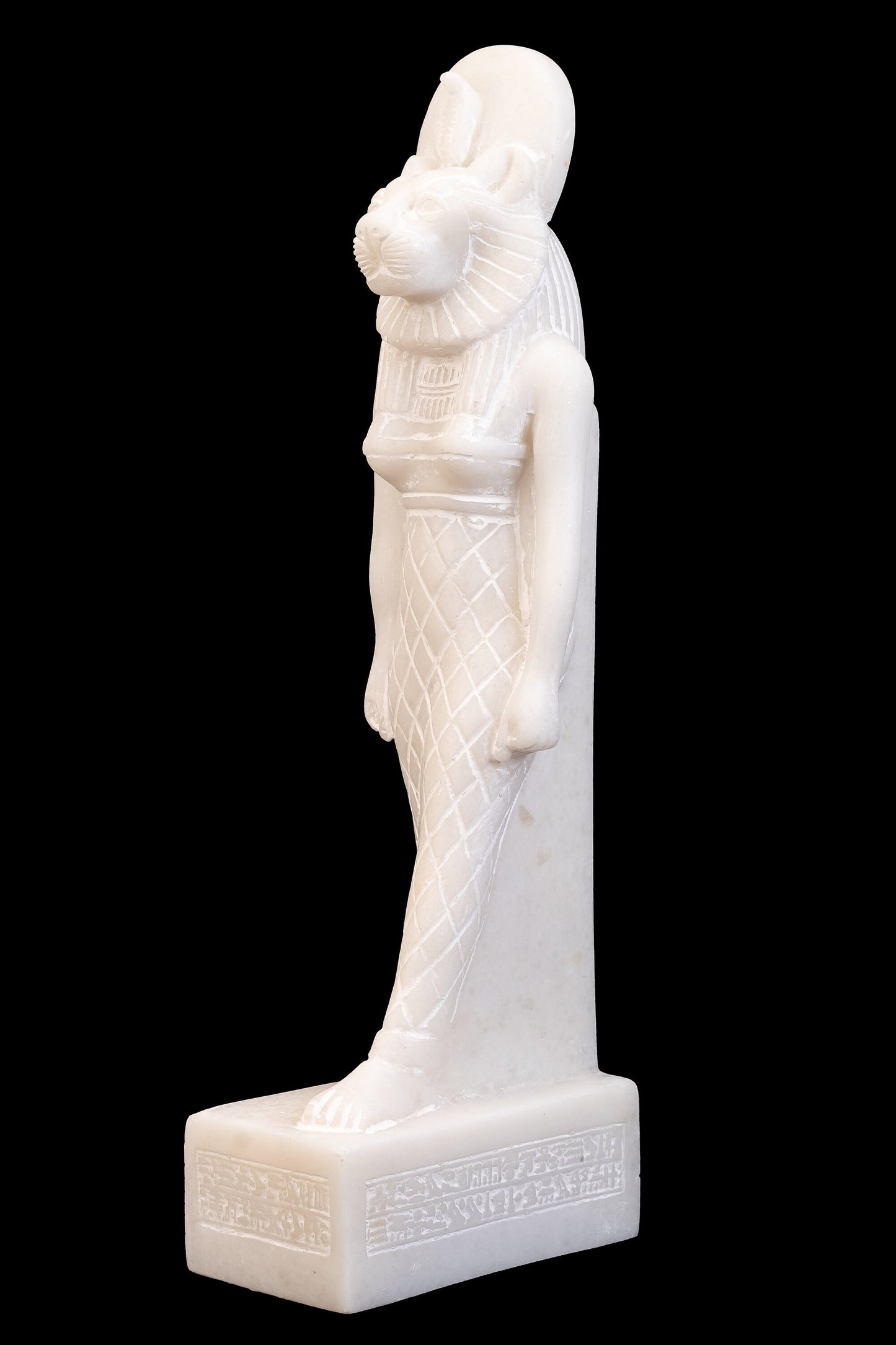 Ancient Egyptian statue of Goddess Sekhmet,whose Lioness head with a woman's body has the eye of the sun God, Pharaohs made of Marrmer