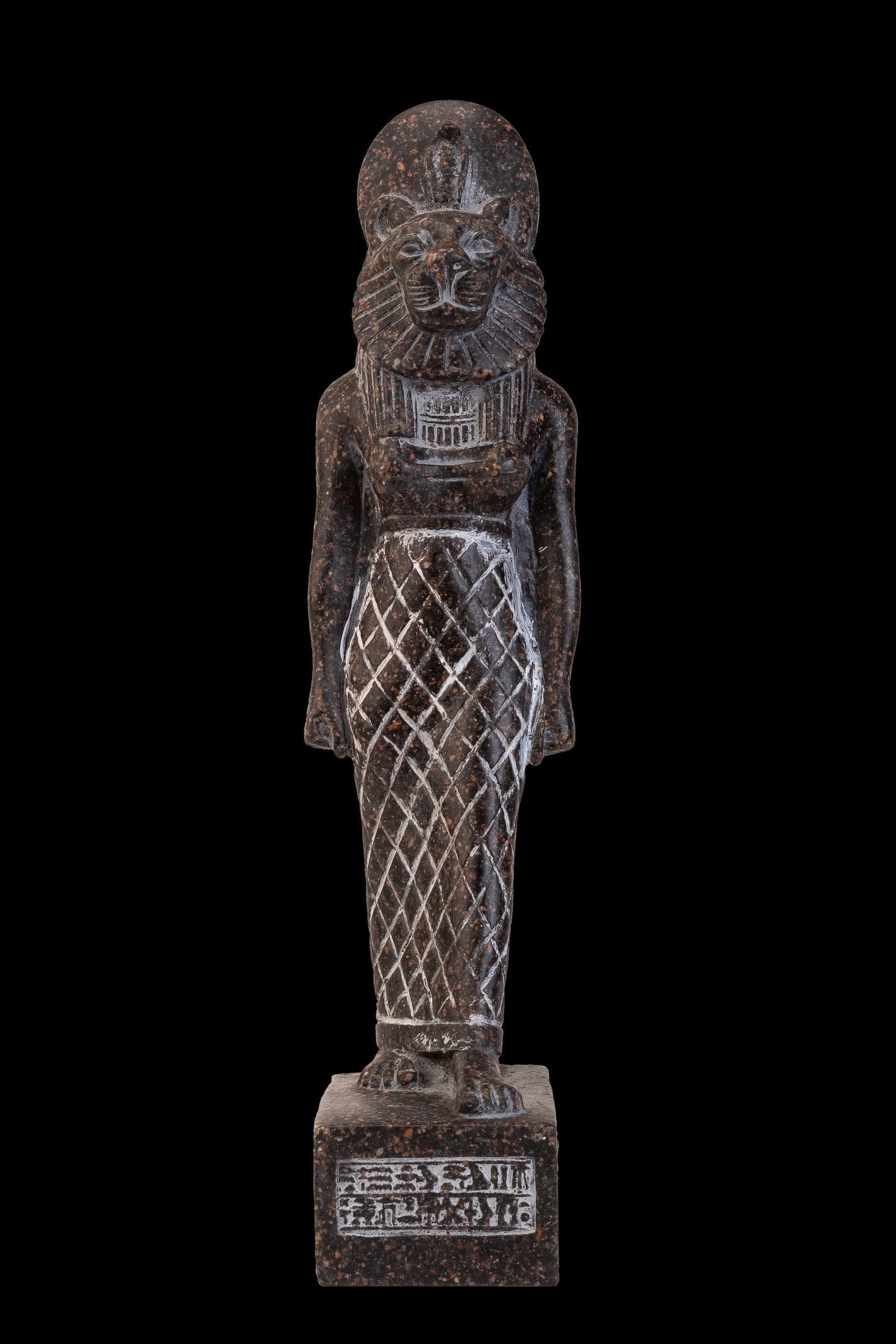 Ancient Egyptian statue of Pharaoh Sekhmet , whose Lioness head with a woman's body has the eye of the sun