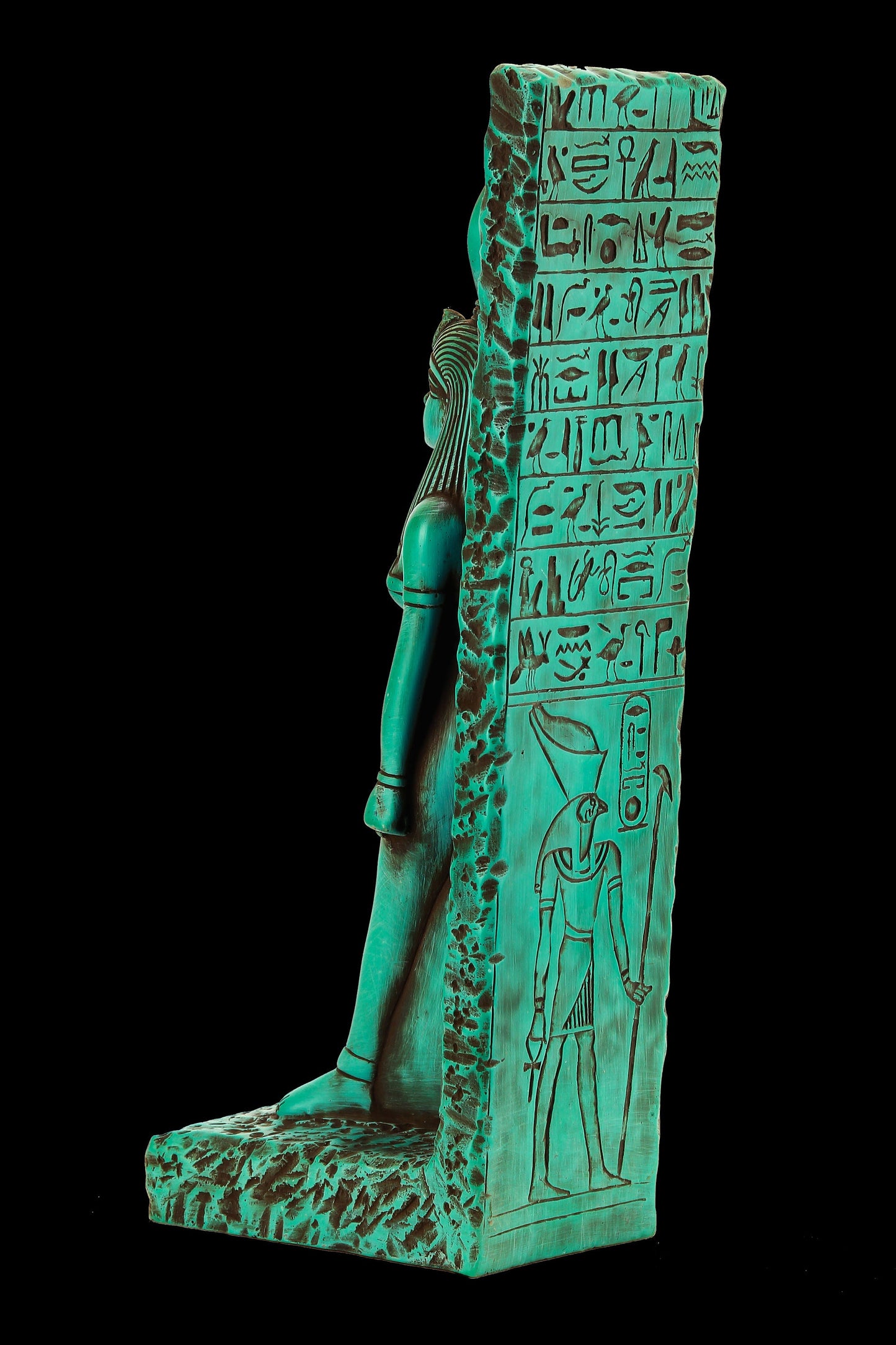 Ancient Egyptian statue of goddess Isis large Stela relief heavy sculpture green made in Egypt