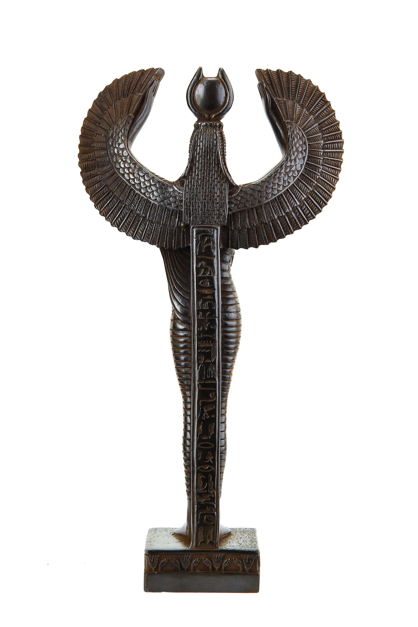 Egyptian statue of Isis wings Goddess of fertility and was also known as the goddess of motherhood, magic, death, healing, and rebirth