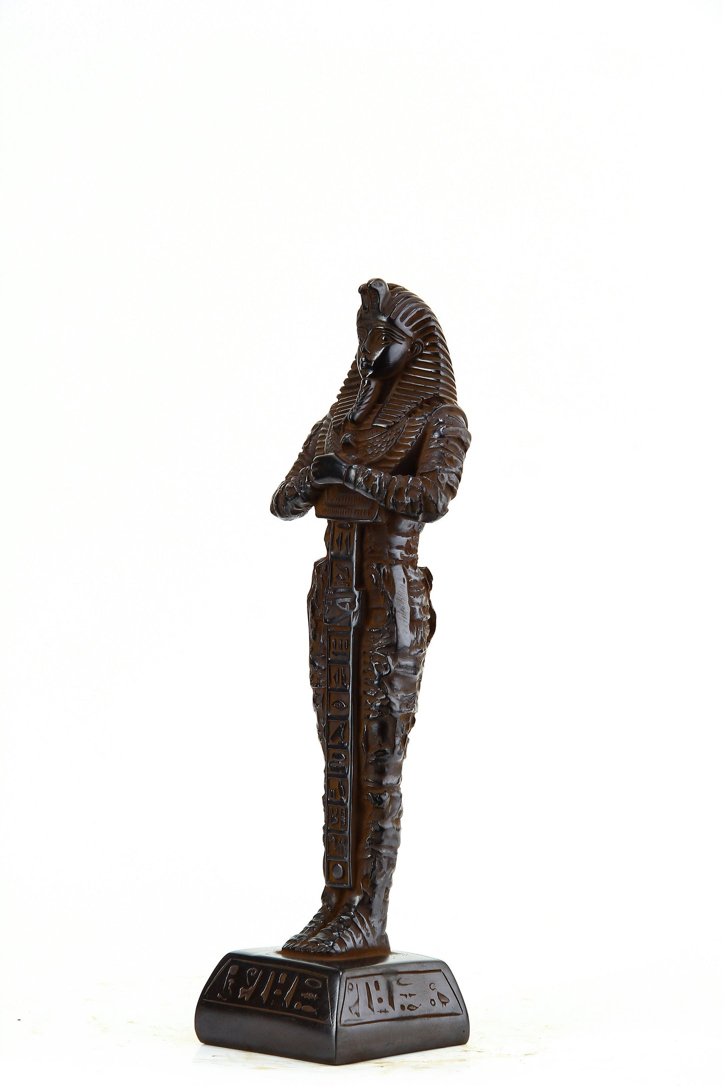 Unique Egyptian statue of King tut. Tutankhamun fighter in form of mummy black statue made in Egypt.