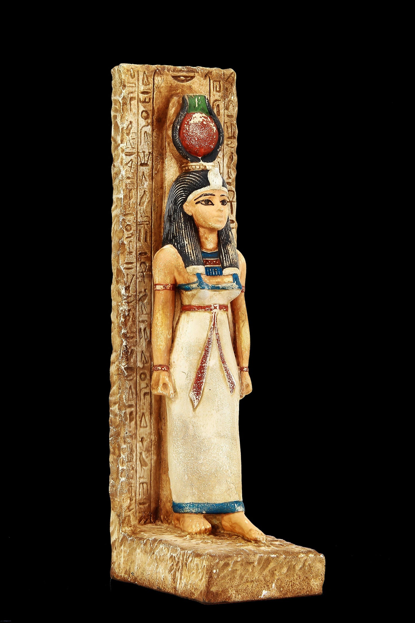 Ancient Egyptian statue of goddess Isis large Stela relief heavy sculpture handcrafted paint made in Egypt