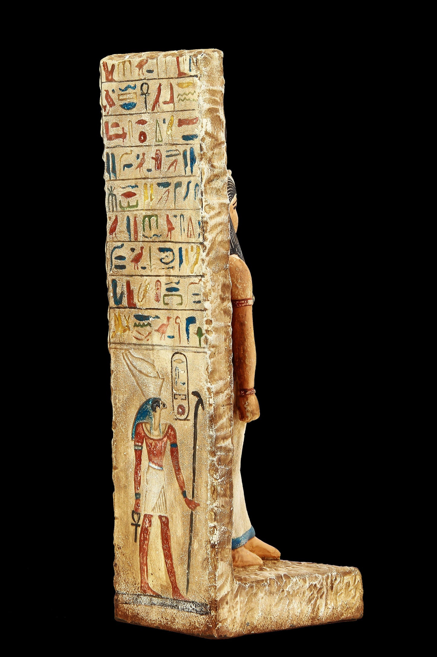 Ancient Egyptian statue of goddess Isis large Stela relief heavy sculpture handcrafted paint made in Egypt