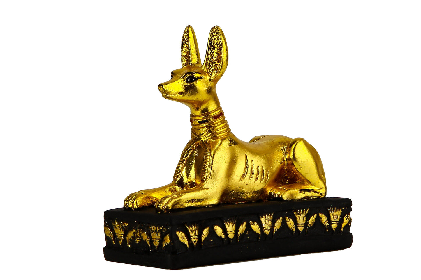 Ancient Egyptian statue of Anubis Jackal Dog gold leaf hand painted made in Egypt