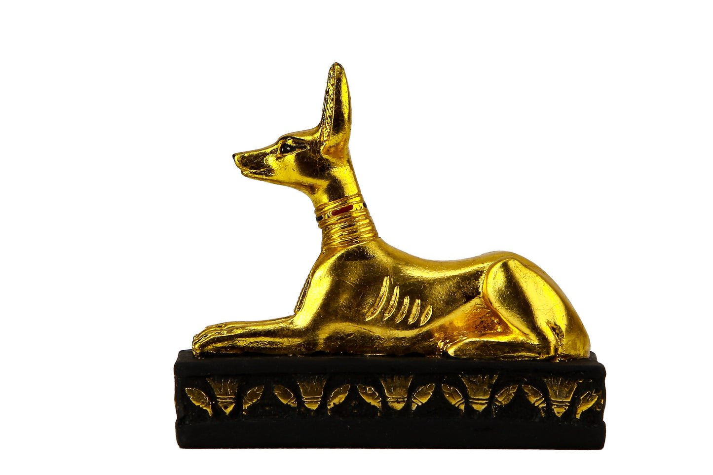 Ancient Egyptian statue of Anubis Jackal Dog gold leaf hand painted made in Egypt