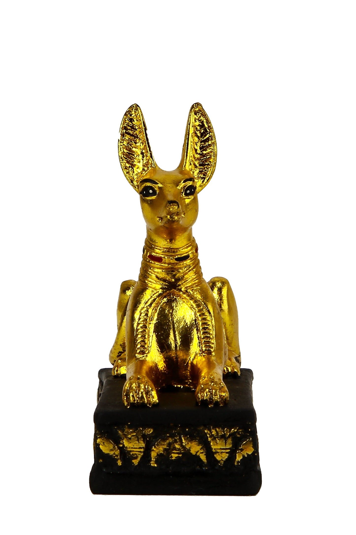 Ancient Egyptian statue of Anubis Jackal Dog gold leaf hand painted made in Egypt