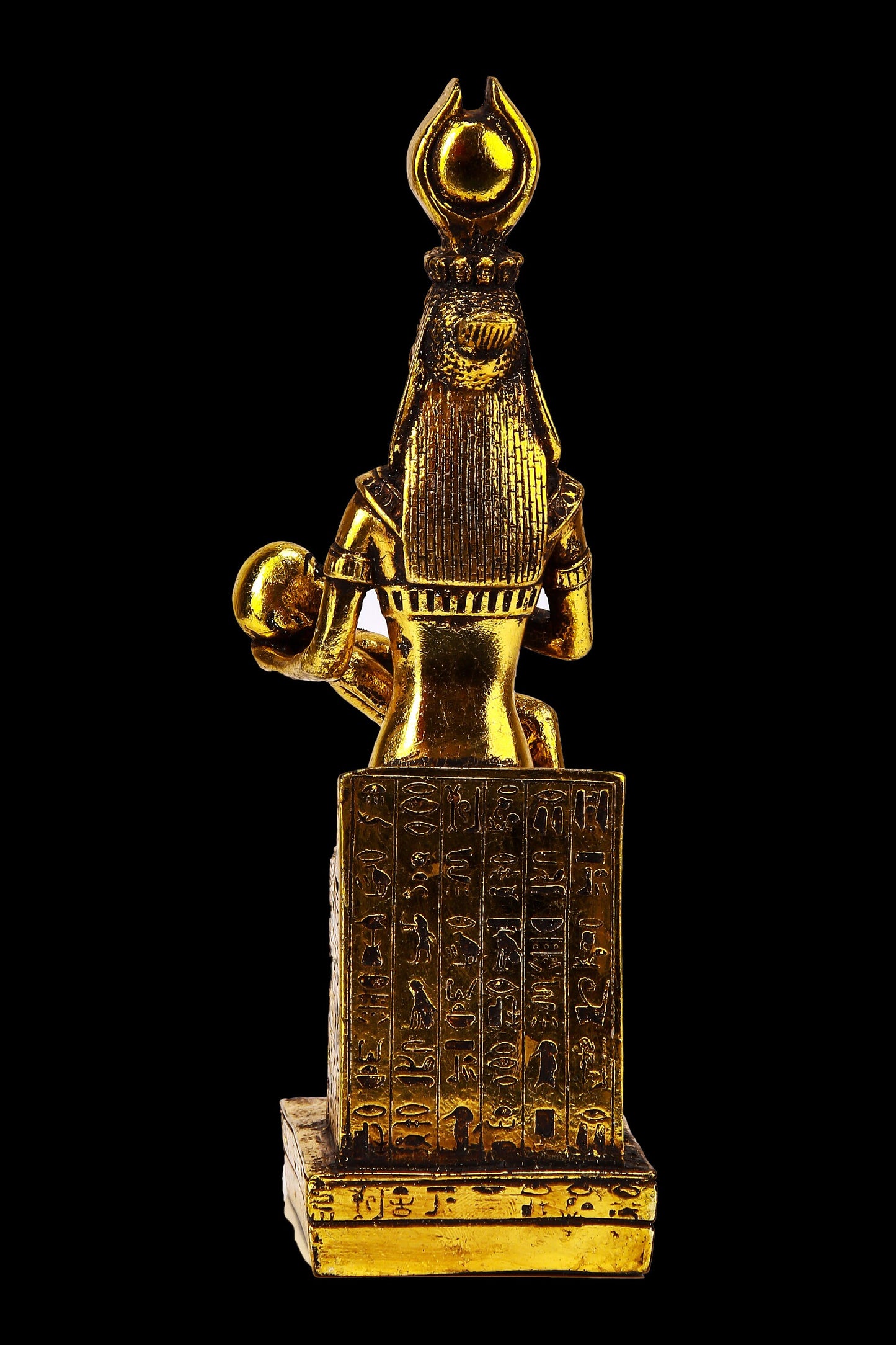 Ancient Egyptian statue of goddess Isis breastfeeds her son Horus made in Egypt