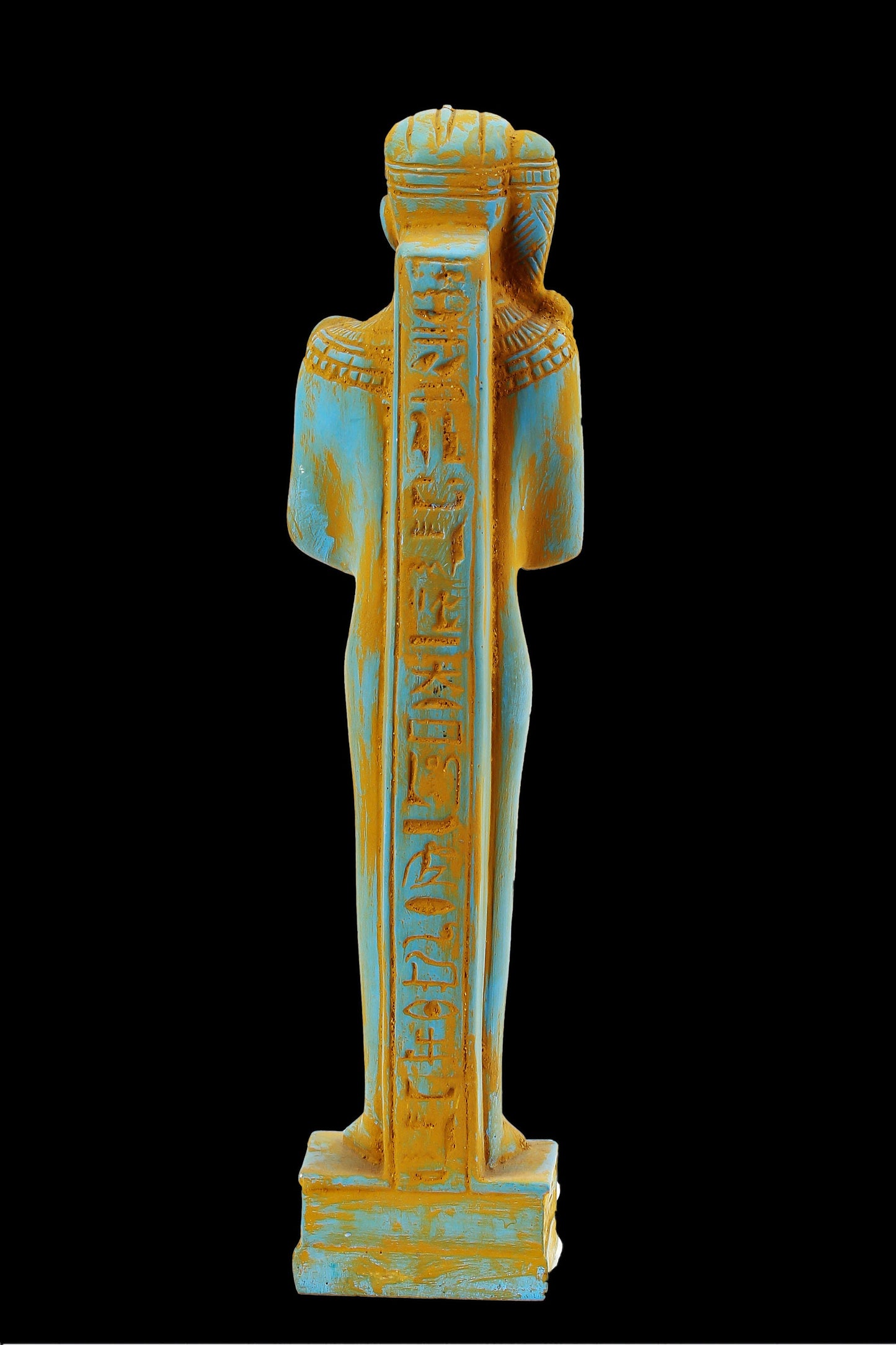 Ancient Egyptian statue of Khonsu the Symbol of the moon Poly stone painted blue made in Egypt