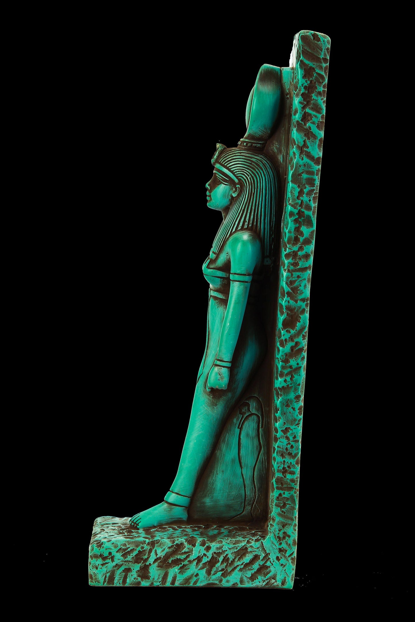 Ancient Egyptian statue of goddess Isis large Stela relief heavy sculpture green made in Egypt