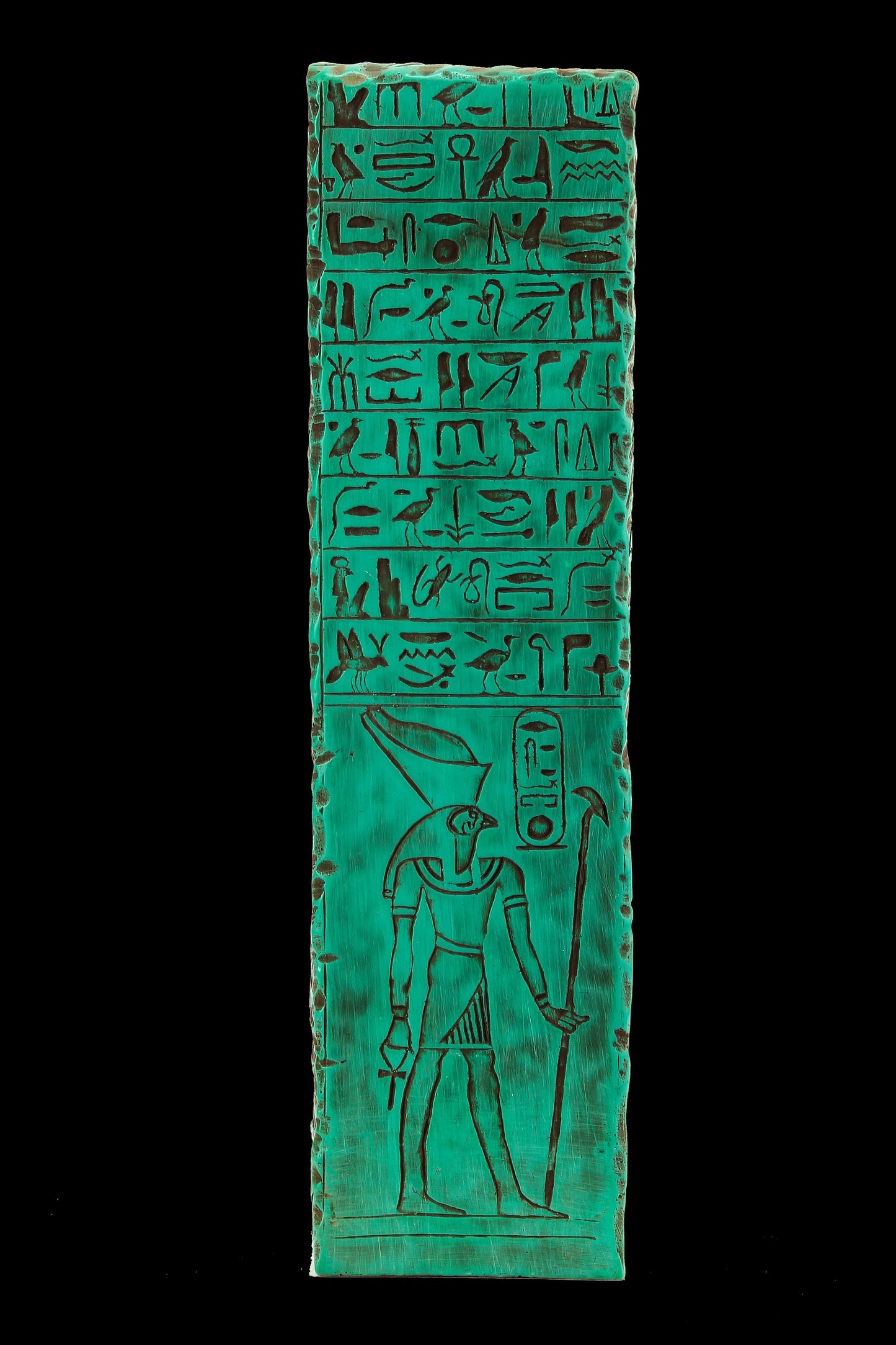 Ancient Egyptian statue of goddess Isis large Stela relief heavy sculpture green made in Egypt