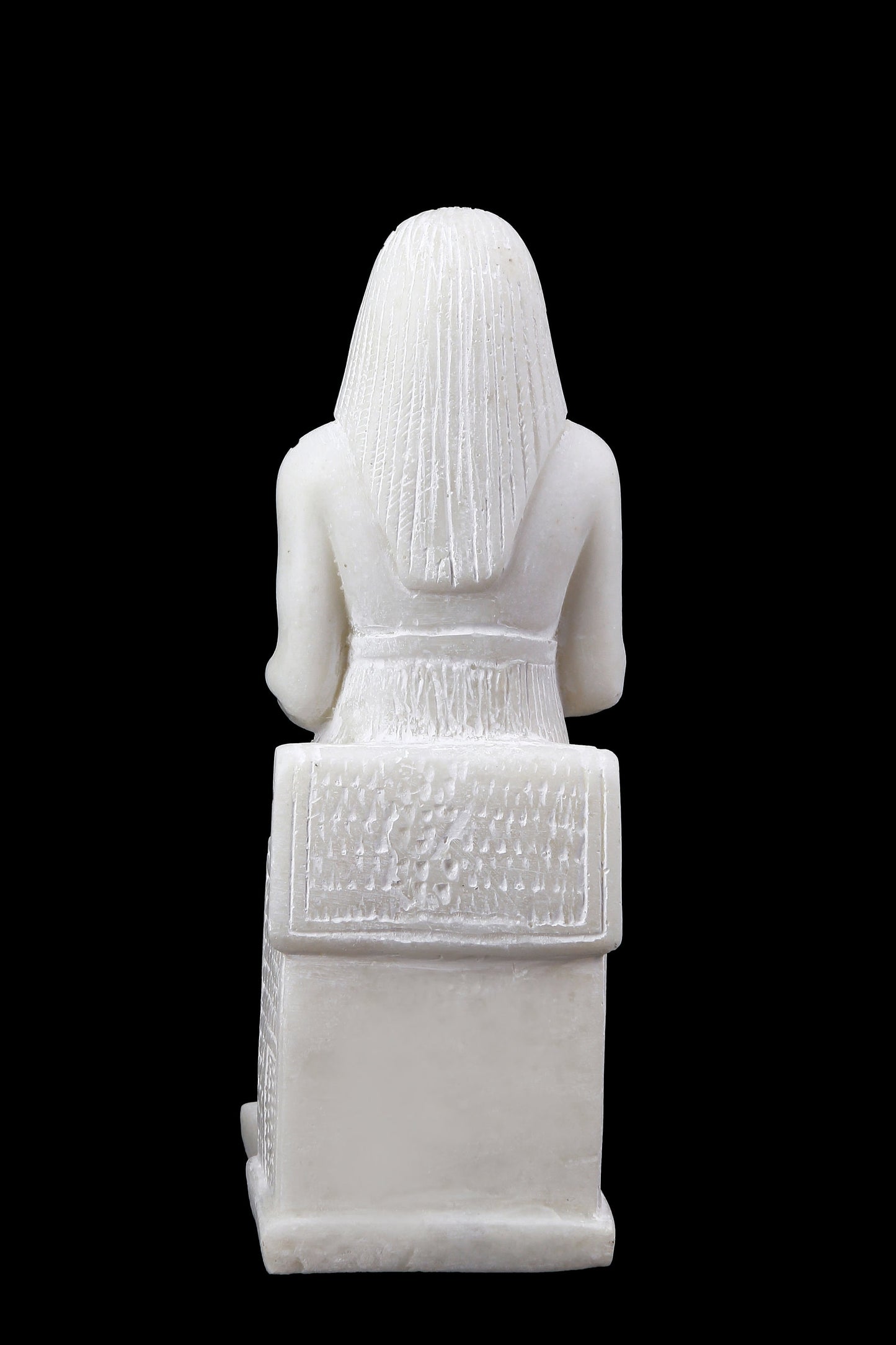 Unique ancient Egyptian Falcon Bird god Horus seated statue marble stone made in Egypt