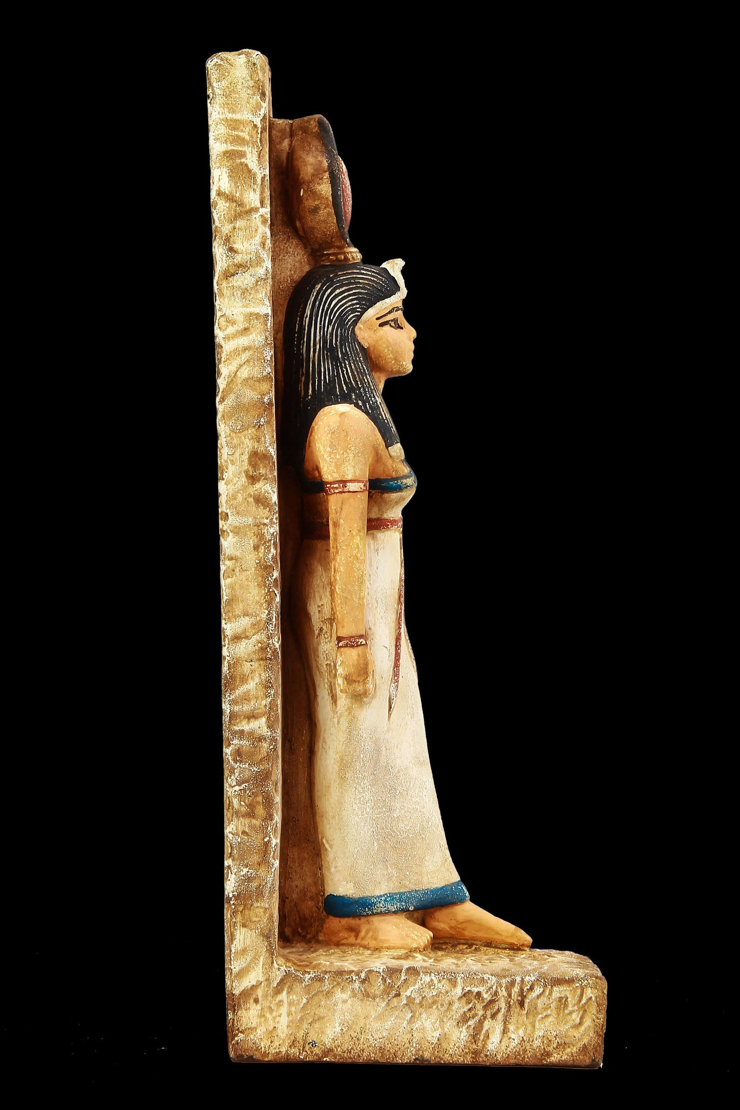 Ancient Egyptian statue of goddess Isis large Stela relief heavy sculpture handcrafted paint made in Egypt