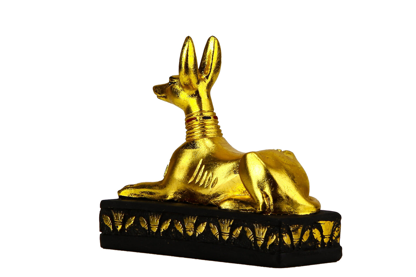 Ancient Egyptian statue of Anubis Jackal Dog gold leaf hand painted made in Egypt