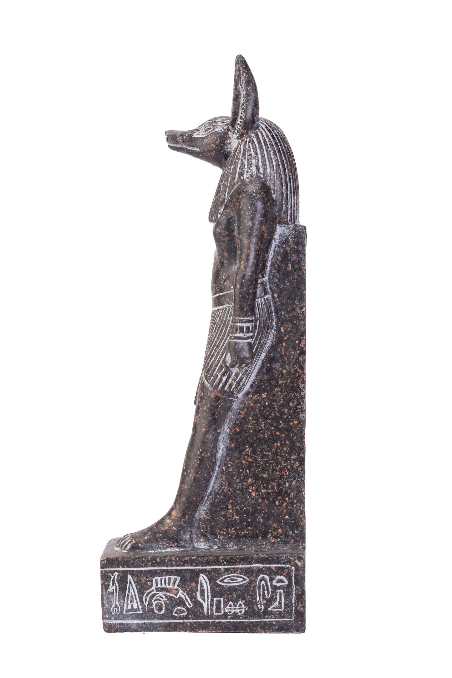 A unique ancient Egyptian statue of Anubis Jackal God of afterlife and mummification standing with jackal head and human body - Handmade
