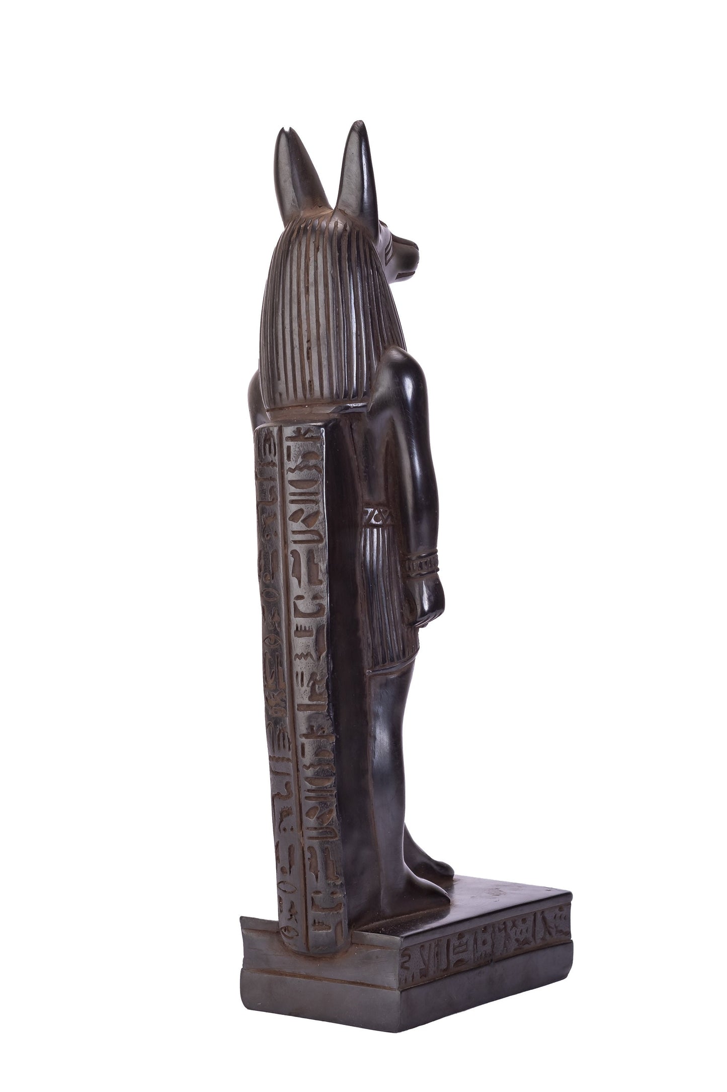 A unique ancient Egyptian statue of Anubis Jackal God of afterlife and mummification standing with jackal head and human body-  Handmad