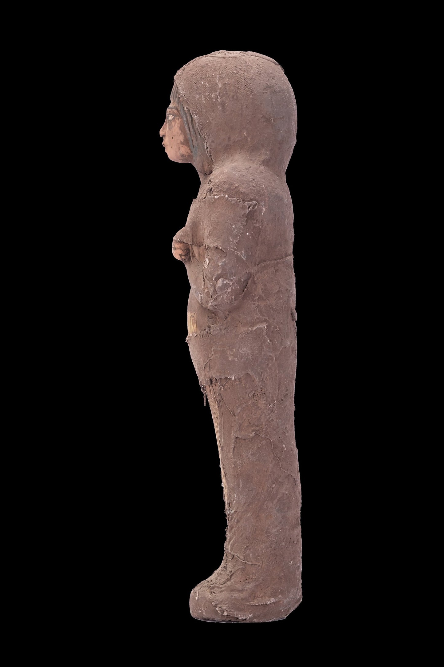 Ancient Egyptian Ushabti carved on it with Hieroglyphics heavy stone wrapped with linen made with Egyptian soul