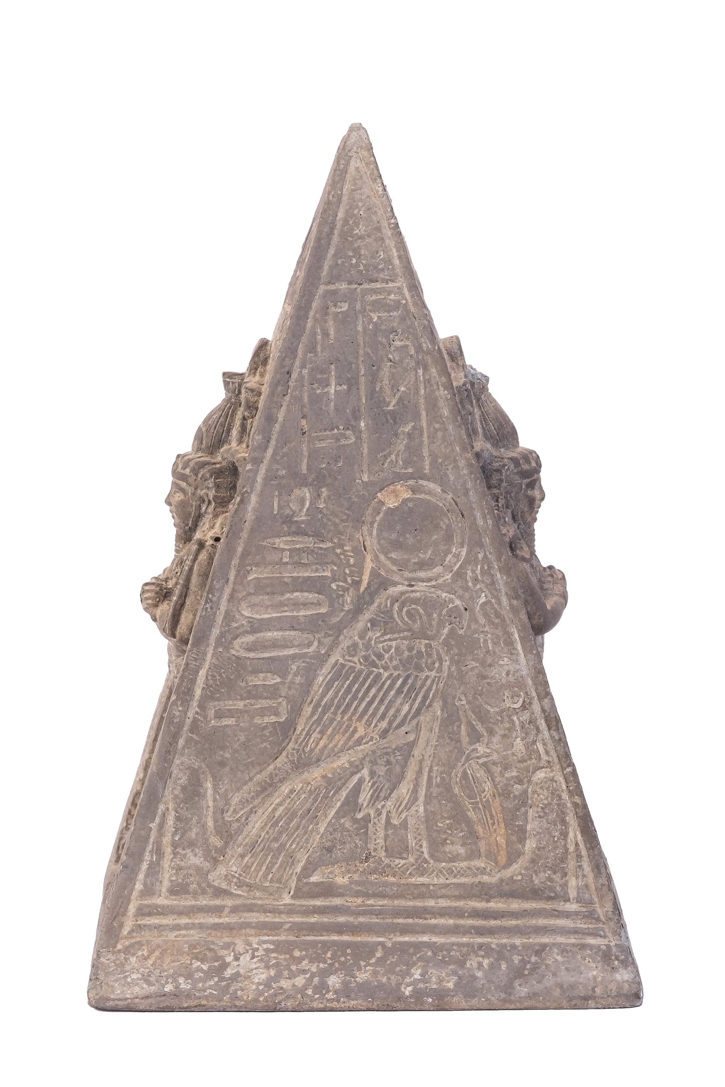 Ancient Egyptian pyramid of Giza with four side Egyptian Gods and decorations for better sleep and deeper meditation - hand carving