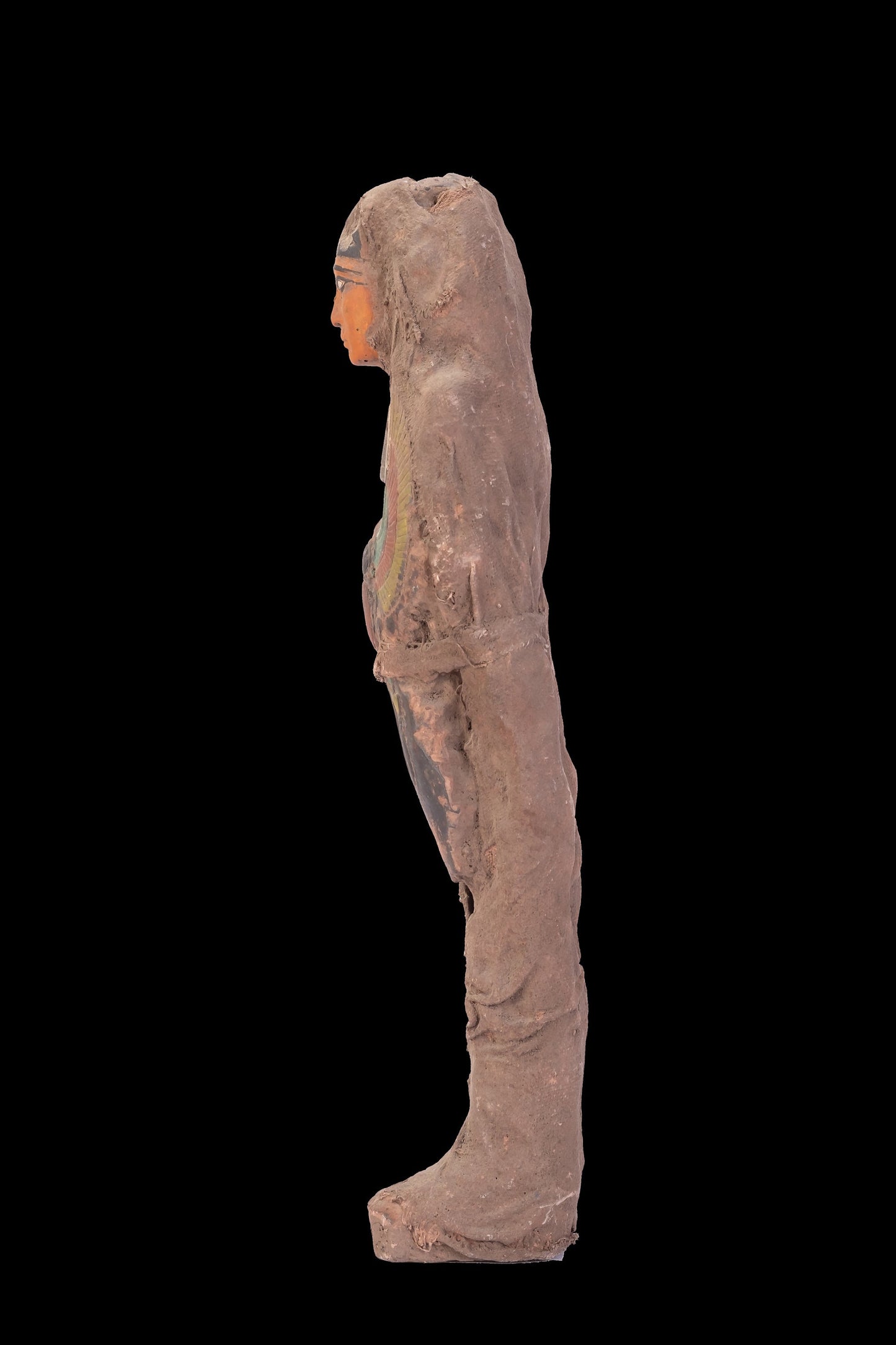 Ancient Ushabti of Isis Goddess with the scarab wings protecting her- Altar statue made with Egyptian soul