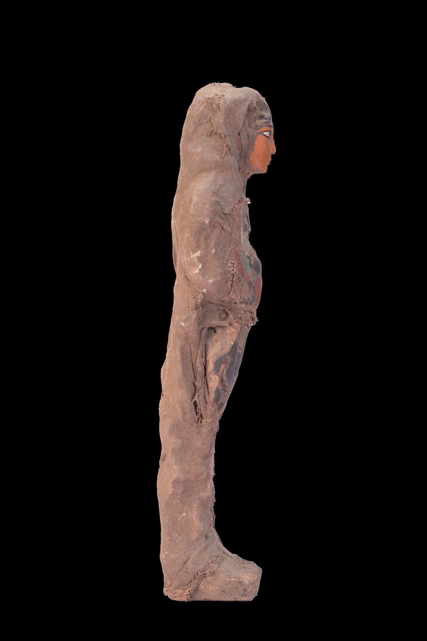 Ancient Ushabti of Isis Goddess with the scarab wings protecting her- Altar statue made with Egyptian soul