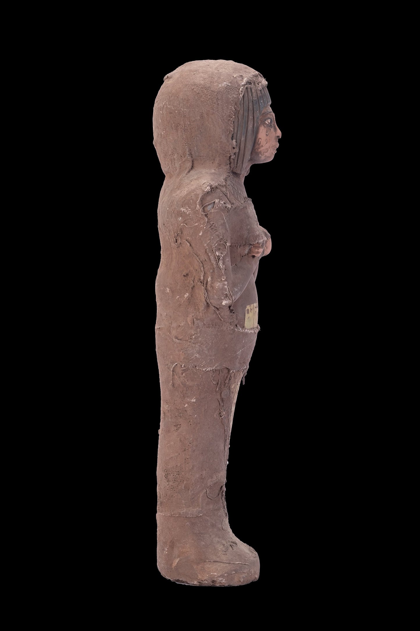 Ancient Egyptian Ushabti carved on it with Hieroglyphics heavy stone wrapped with linen made with Egyptian soul