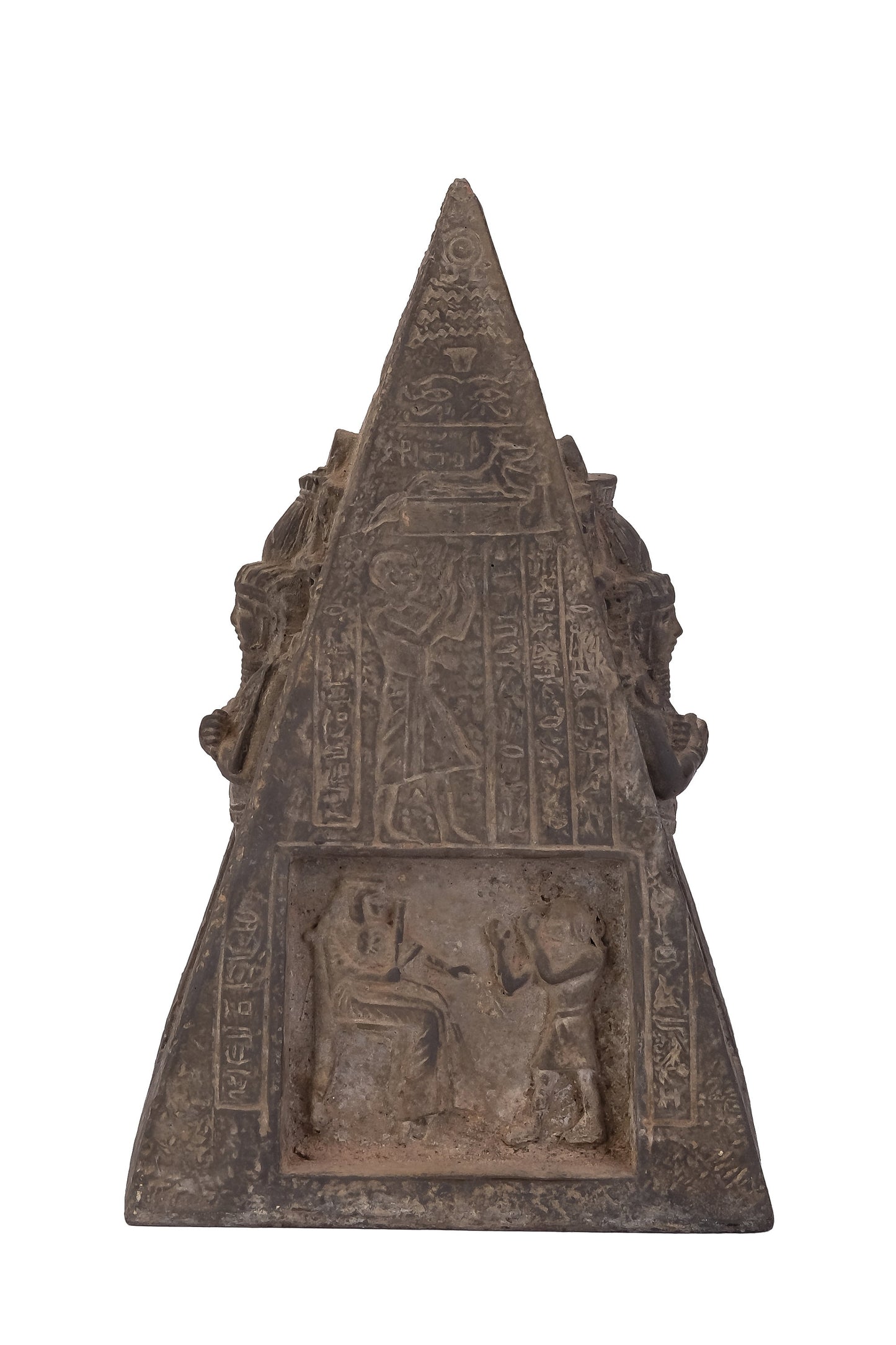 Ancient Egyptian pyramid of Giza with four side Egyptian Gods and decorations for better sleep and deeper meditation - hand carving