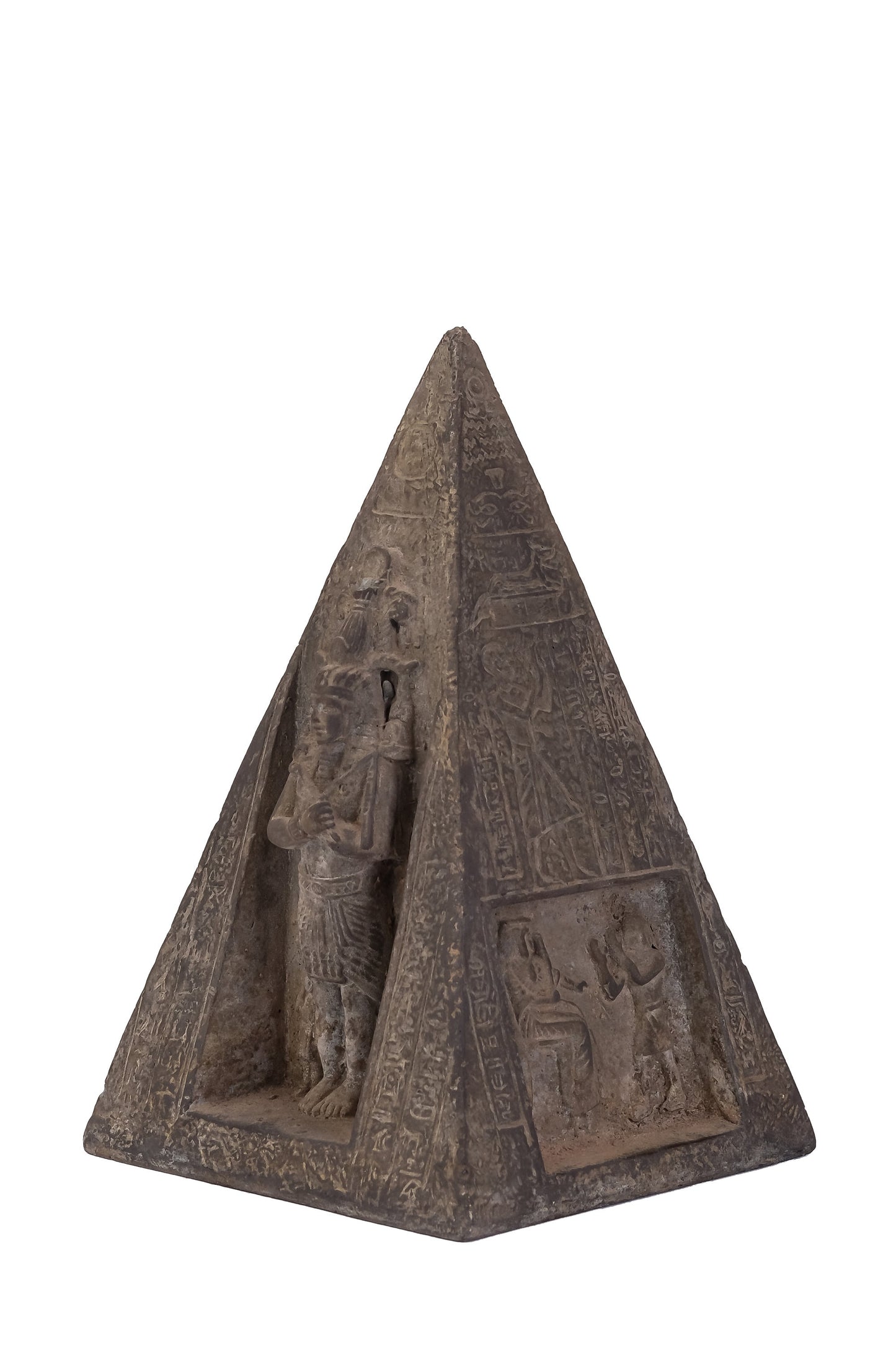 Ancient Egyptian pyramid of Giza with four side Egyptian Gods and decorations for better sleep and deeper meditation - hand carving