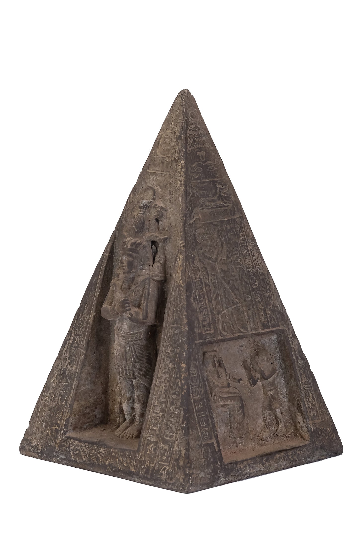 Ancient Egyptian pyramid of Giza with four side Egyptian Gods and decorations for better sleep and deeper meditation - hand carving