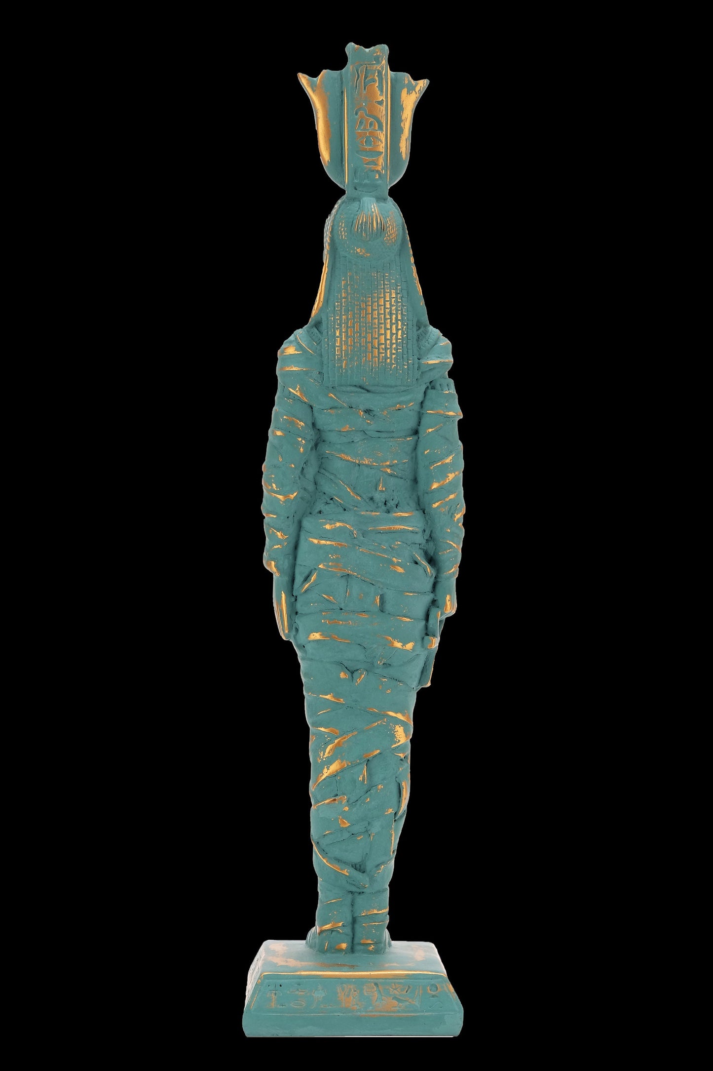 Ancient Egyptian statue of Isis large green statue with gold antique color contains eye of Horus - solid stone made in Egypt