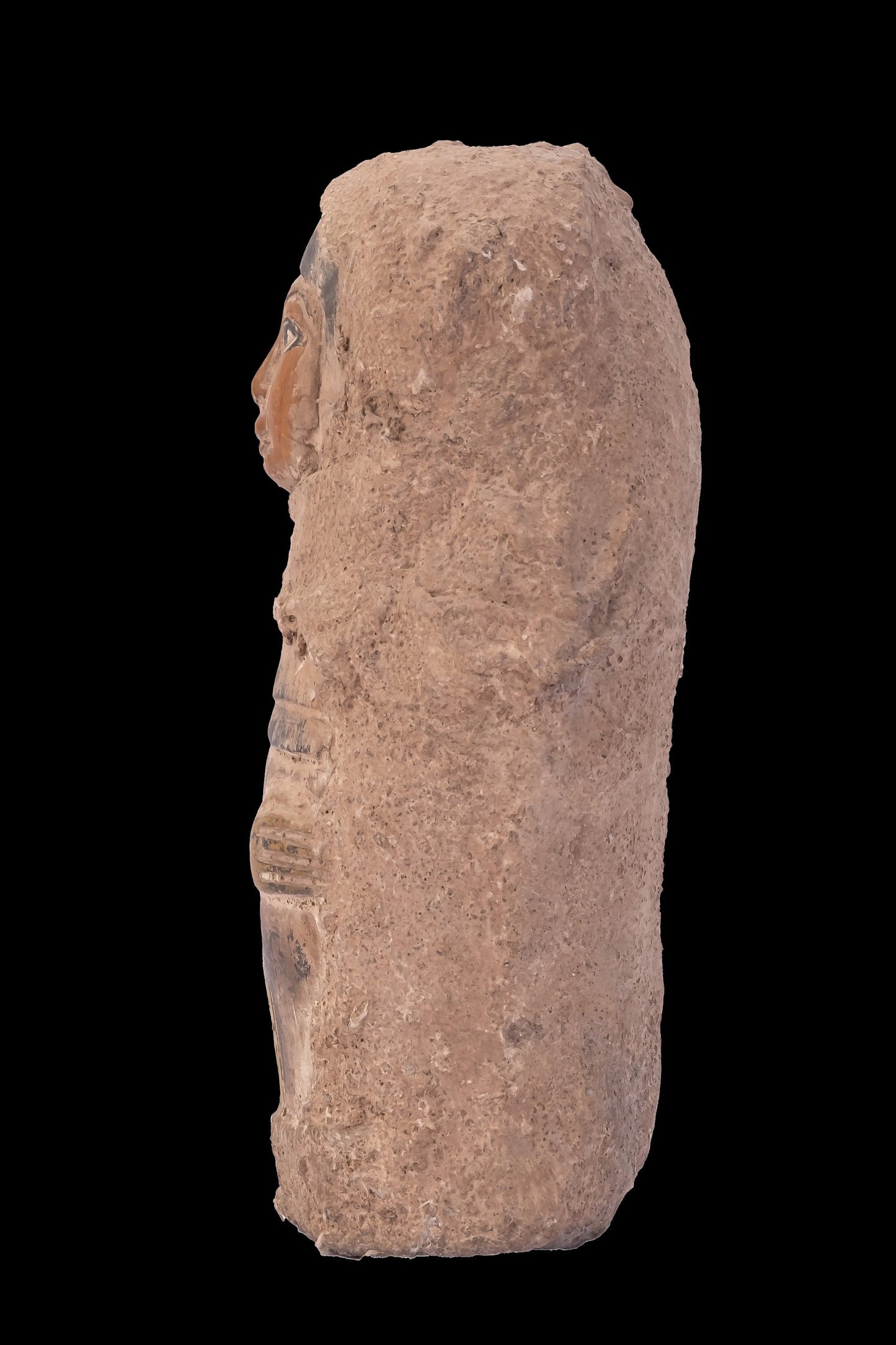 Unique ancient Egyptian statue of Ushabti goddess Isis carving on it with Hieroglyphics heavy stone wrapped with linen Altar statue