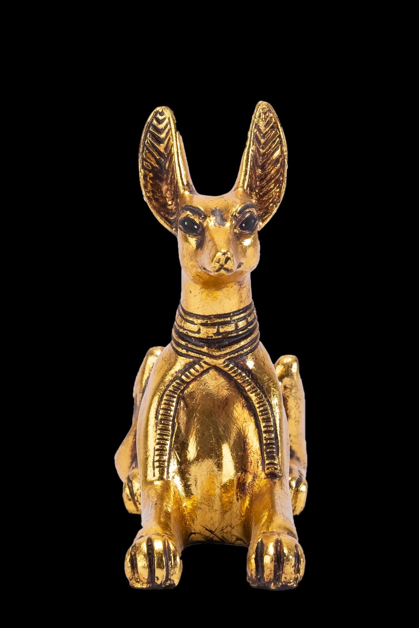 Ancient Egyptian statue of God Anubis Jackal Dog gold leaf hand painted made in Egypt