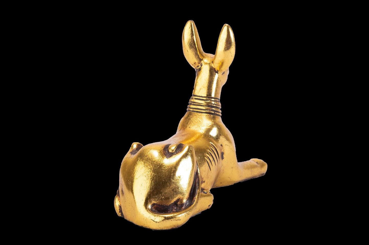 Ancient Egyptian statue of God Anubis Jackal Dog gold leaf hand painted made in Egypt