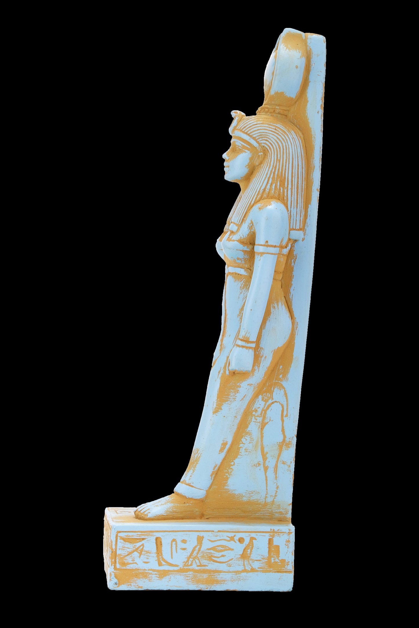 Ancient Egyptian statue of goddess Isis heavenly sculpture color heavy stone made in Egypt