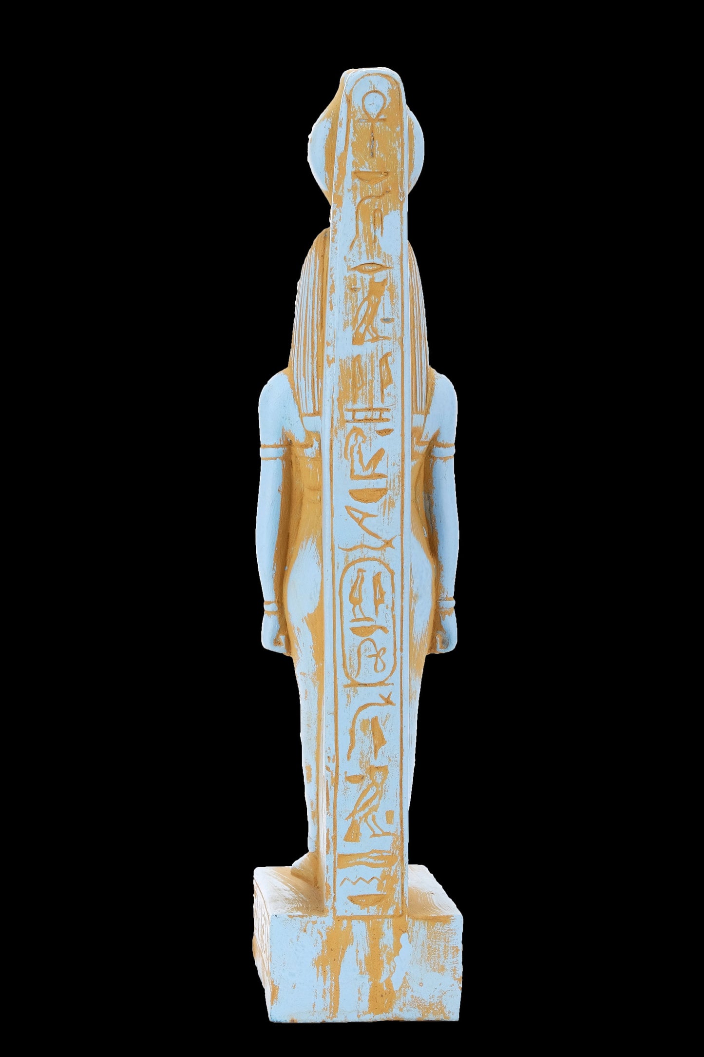 Ancient Egyptian statue of goddess Isis heavenly sculpture color heavy stone made in Egypt