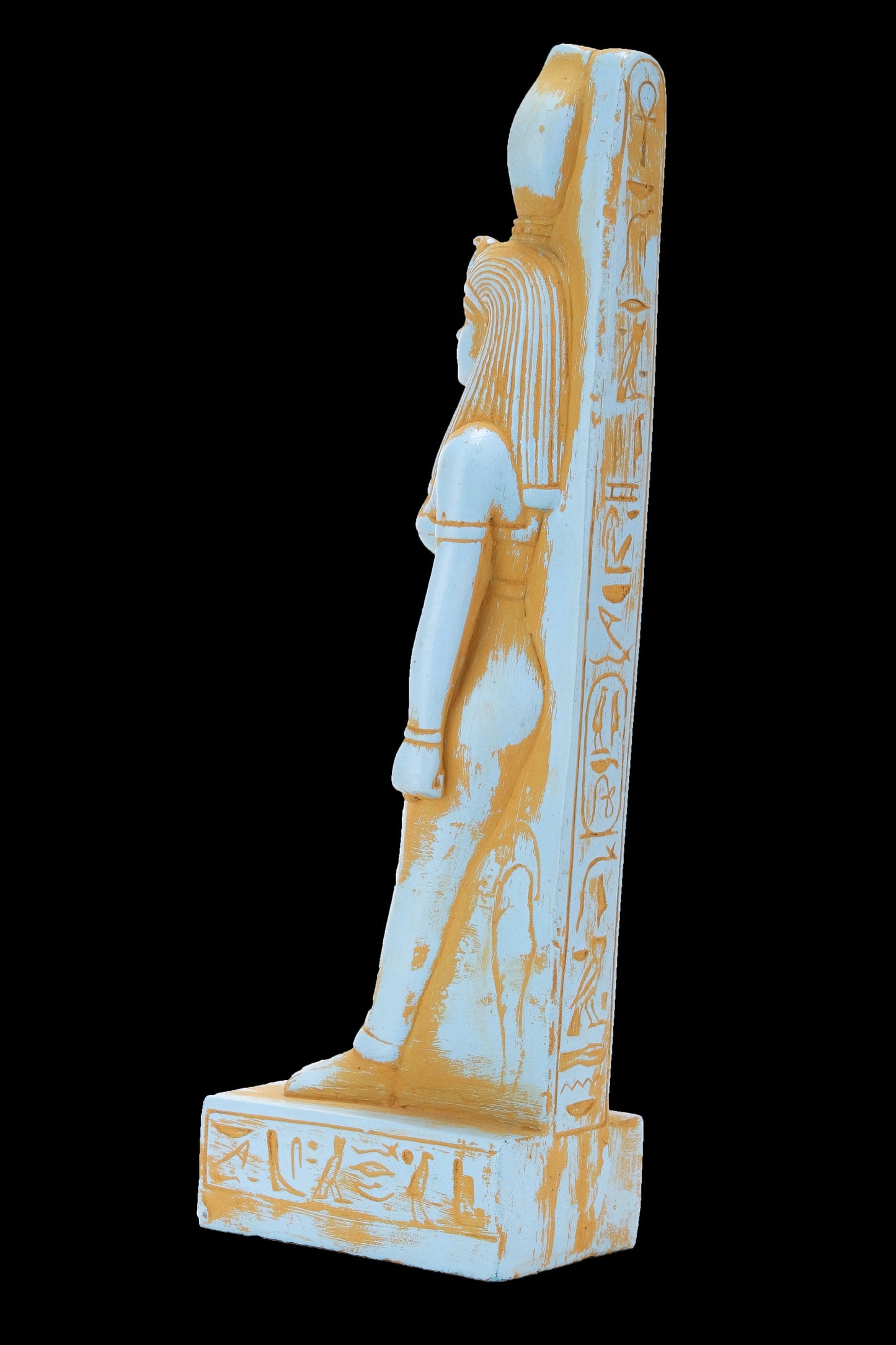Ancient Egyptian statue of goddess Isis heavenly sculpture color heavy stone made in Egypt