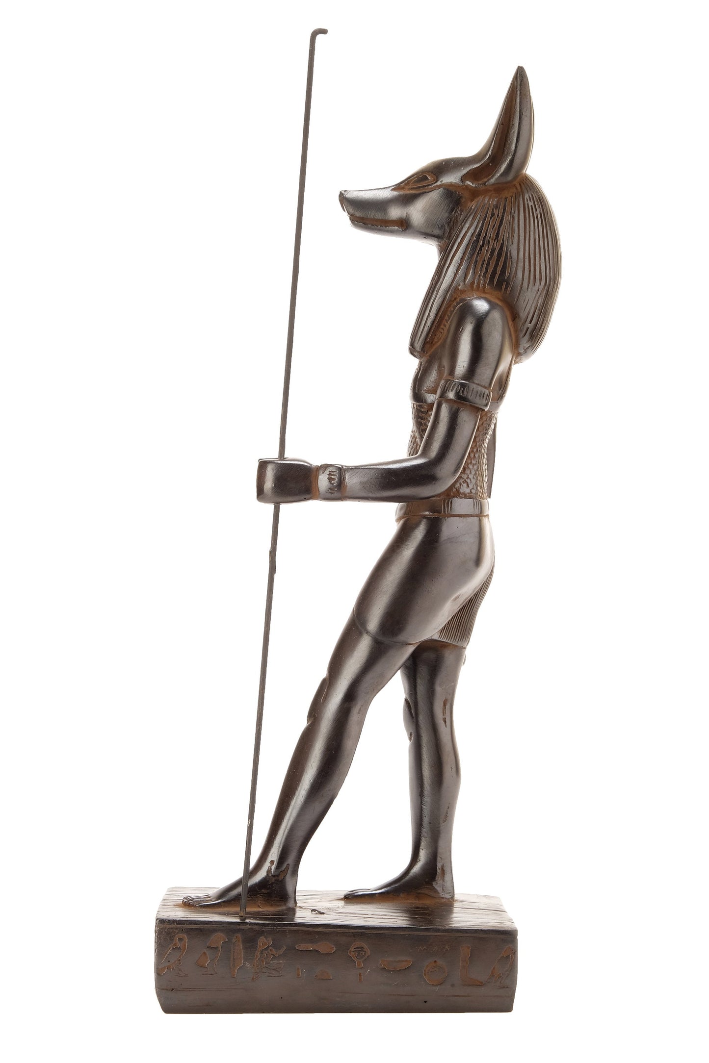 A unique ancient Egyptian statue of Anubis Jackal standing with jackal head and human body - Handmade in Egypt