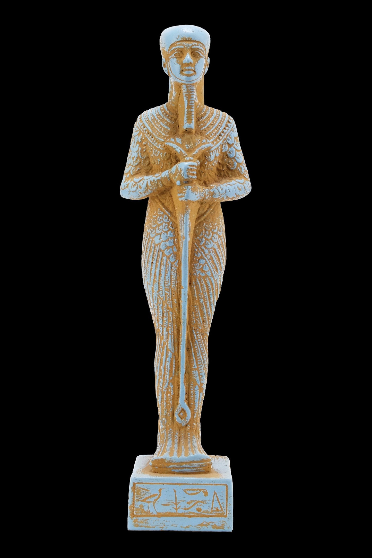 Ancient Egyptian statue of Ptah - Unique blue color stone made in Egypt