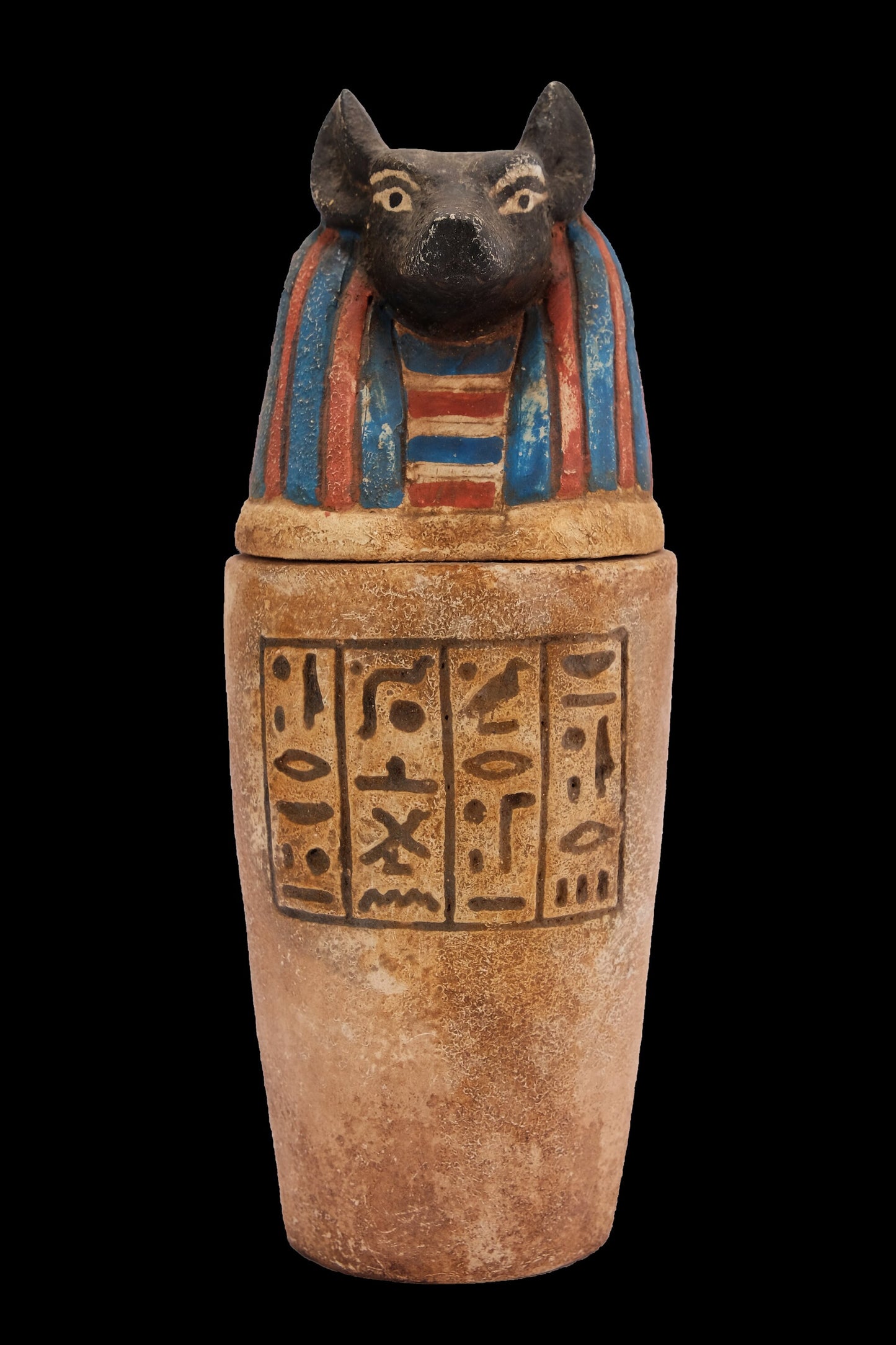 Egyptian Art canopic jars set 4 sons of Horus - made from Limestone hand painted - Made in Egypt