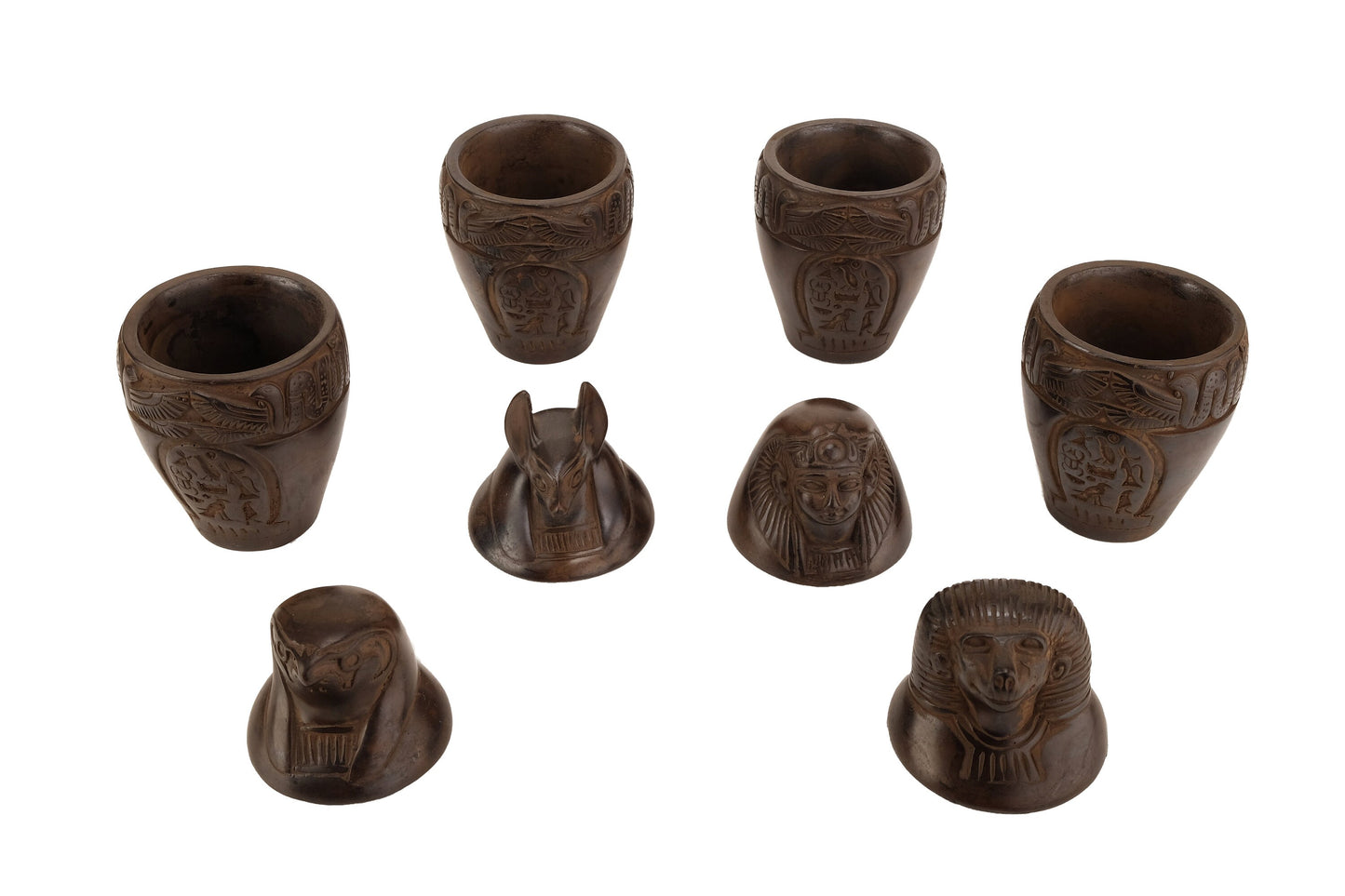 Egyptian Art canopic jars set 4 sons of Horus - Black stone - Made in Egypt