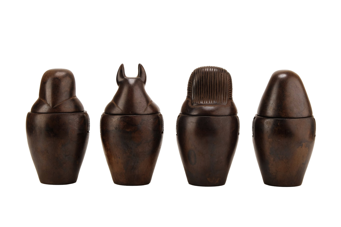 Egyptian Art canopic jars set 4 sons of Horus - Black stone - Made in Egypt