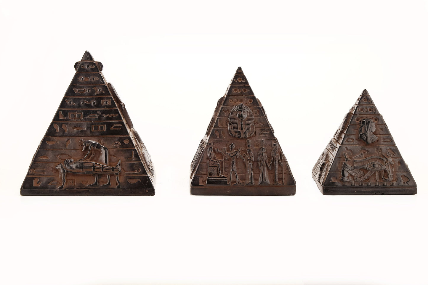 Vintage pyramids of Egypt Set - Set of 3 Pyramids - Egyptian Pyramids - Giza pyramids -EGYPTIAN Home Decor - Black heavy stone