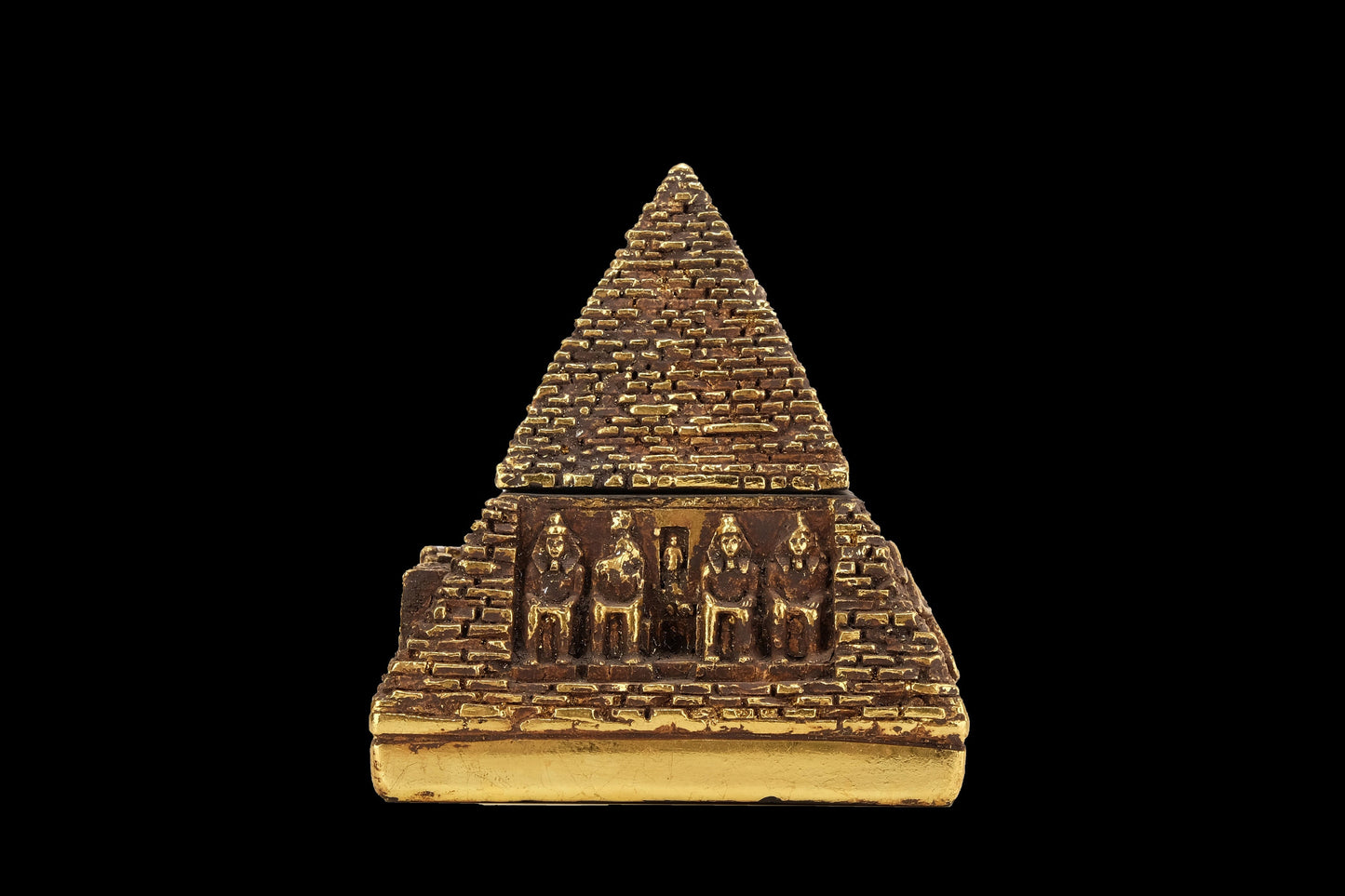Vintage pyramid Trinket Box - Gold leaf hand painted Ancient Egyptian pyramid jewelry Box - Desk Box - Egyptian home Decor