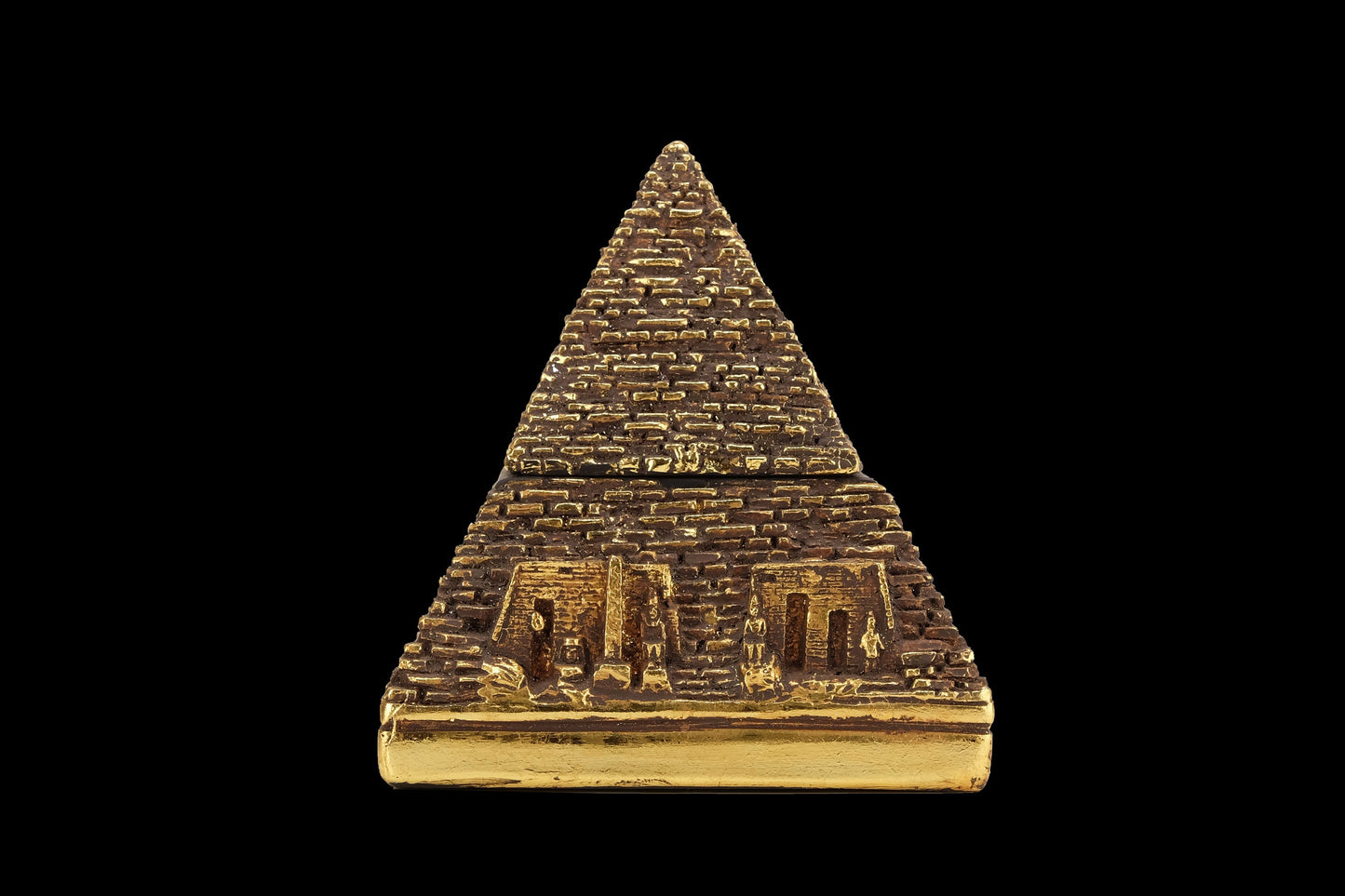 Vintage pyramid Trinket Box - Gold leaf hand painted Ancient Egyptian pyramid jewelry Box - Desk Box - Egyptian home Decor