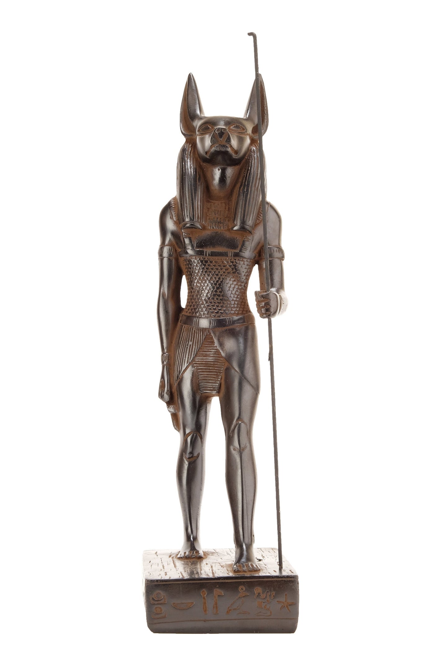 A unique ancient Egyptian statue of Anubis Jackal standing with jackal head and human body - Handmade in Egypt