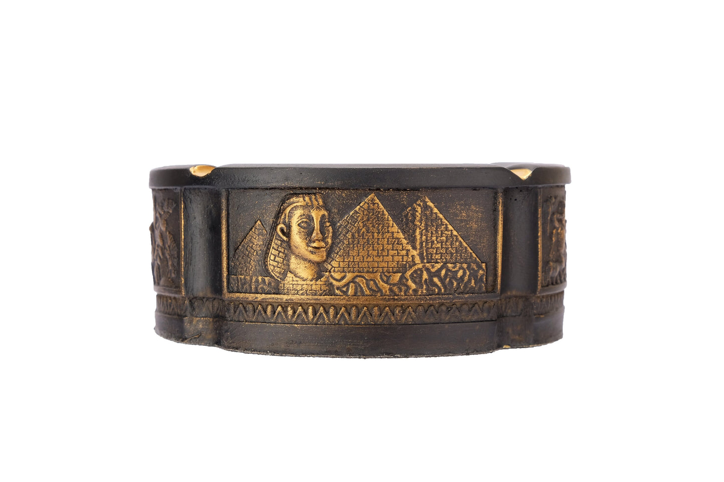 Unique ancient Egyptian handmade Ashtray with a head of famous Queen Nefertiti with golden bronze finish - Made in Egypt