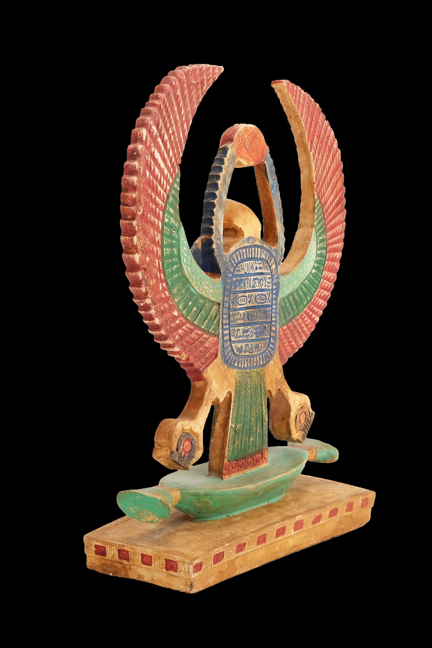Ancient Egyptian statue of Winged Scarab Beetle Khepri made from Limestone hand painted - Made in Egypt